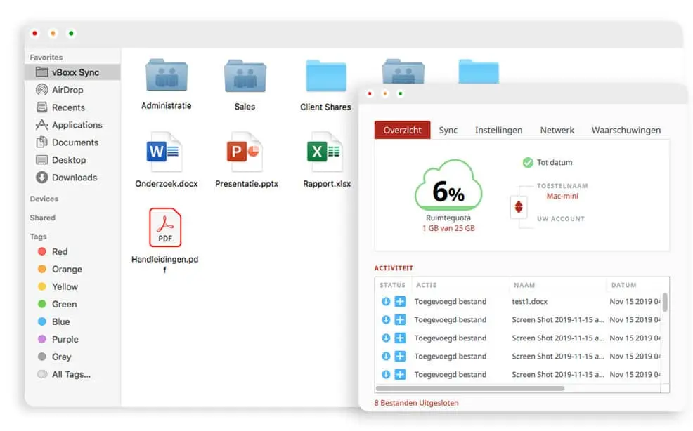 Synchroniseer bestanden naar uw desktop met de vBoxx Sync Tool (Windows, Mac, Outlook